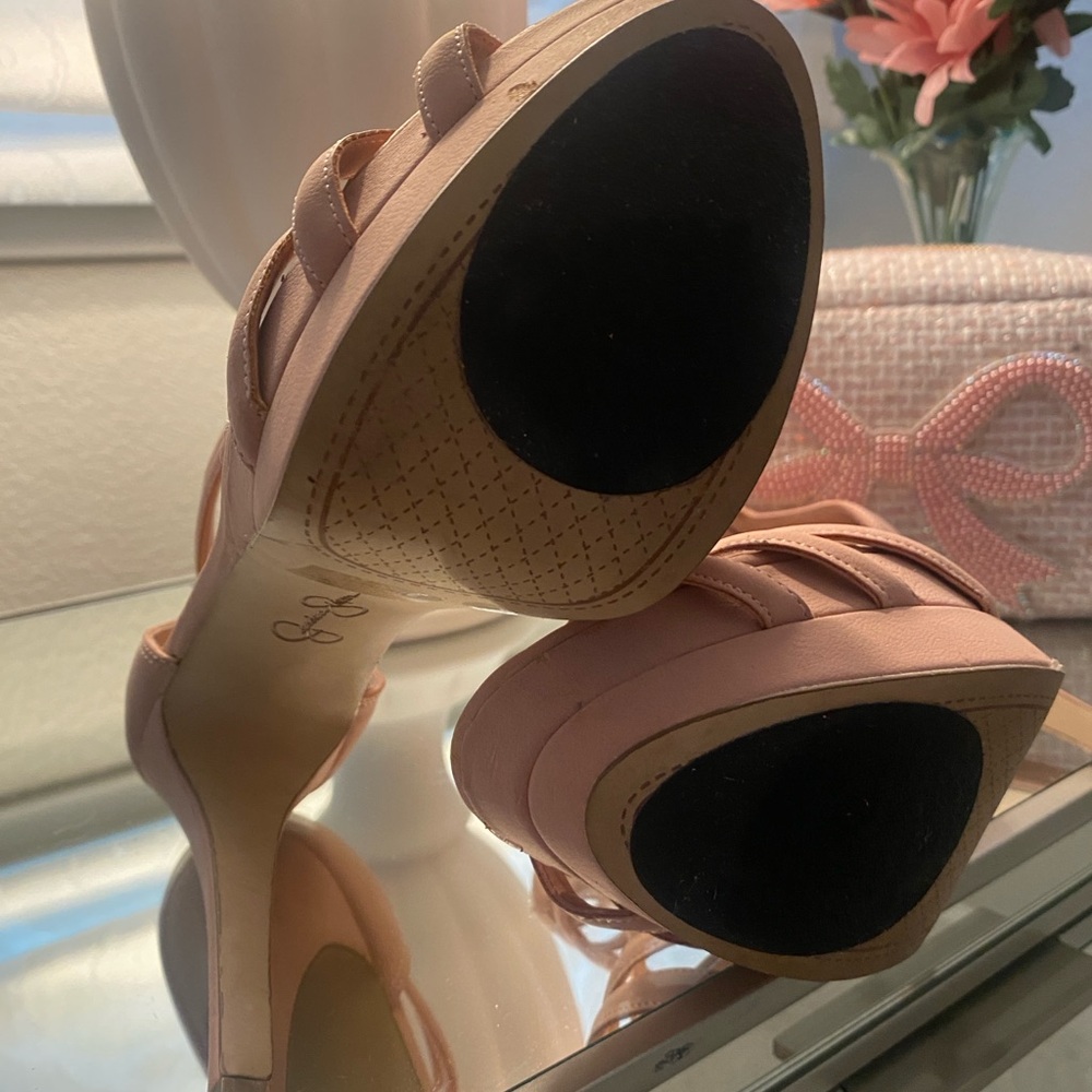 Women's Blush Pink Strappy Platform Heels - Picture 8 of 16